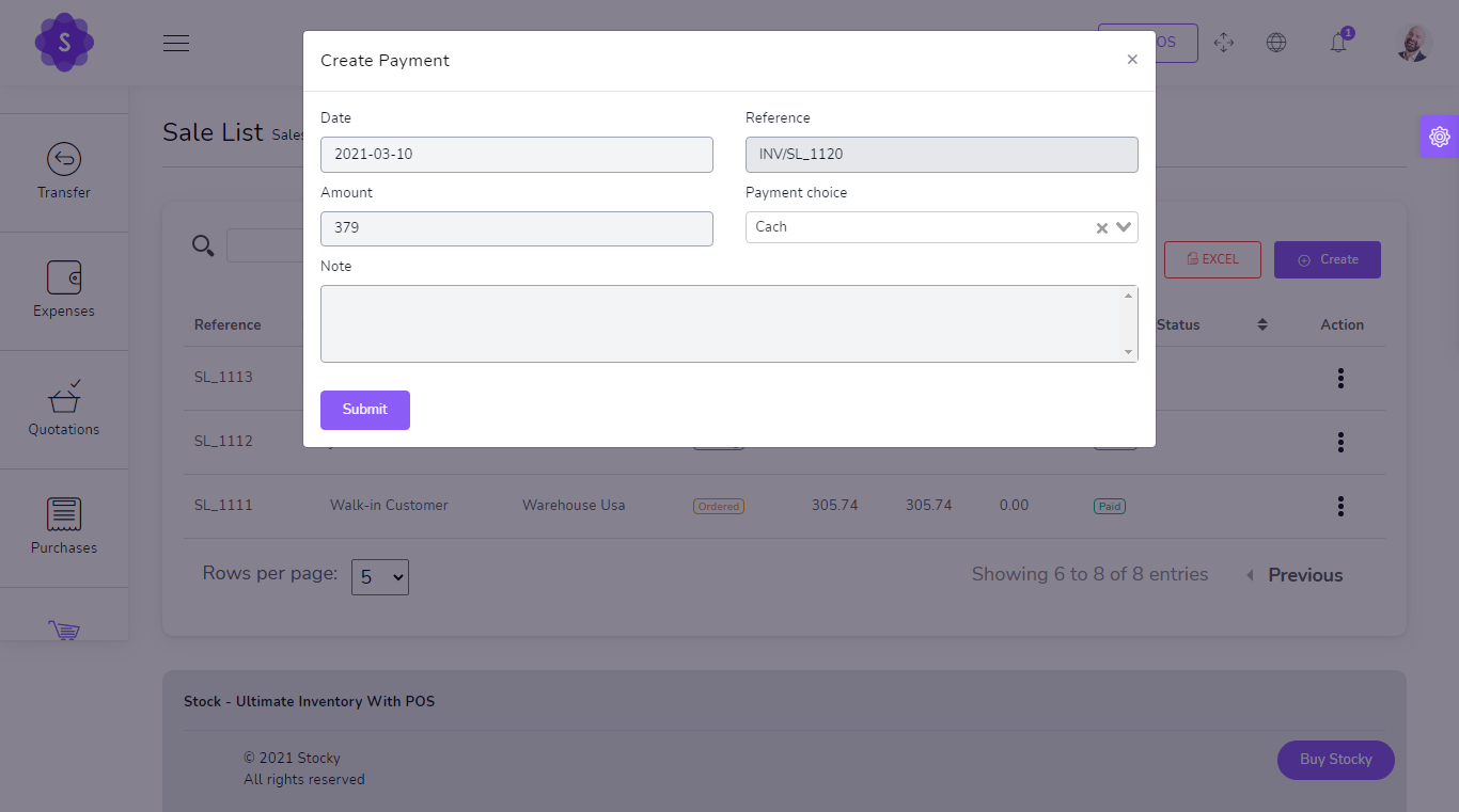 Add sales payment