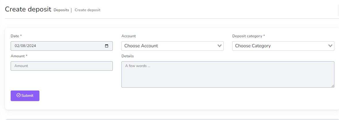 Create deposit