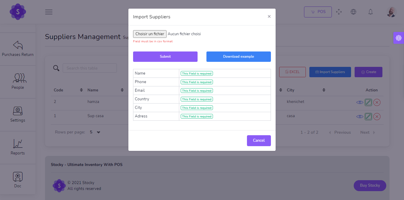 Import suppliers
