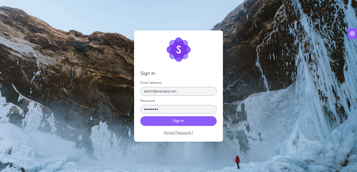 Login screen
