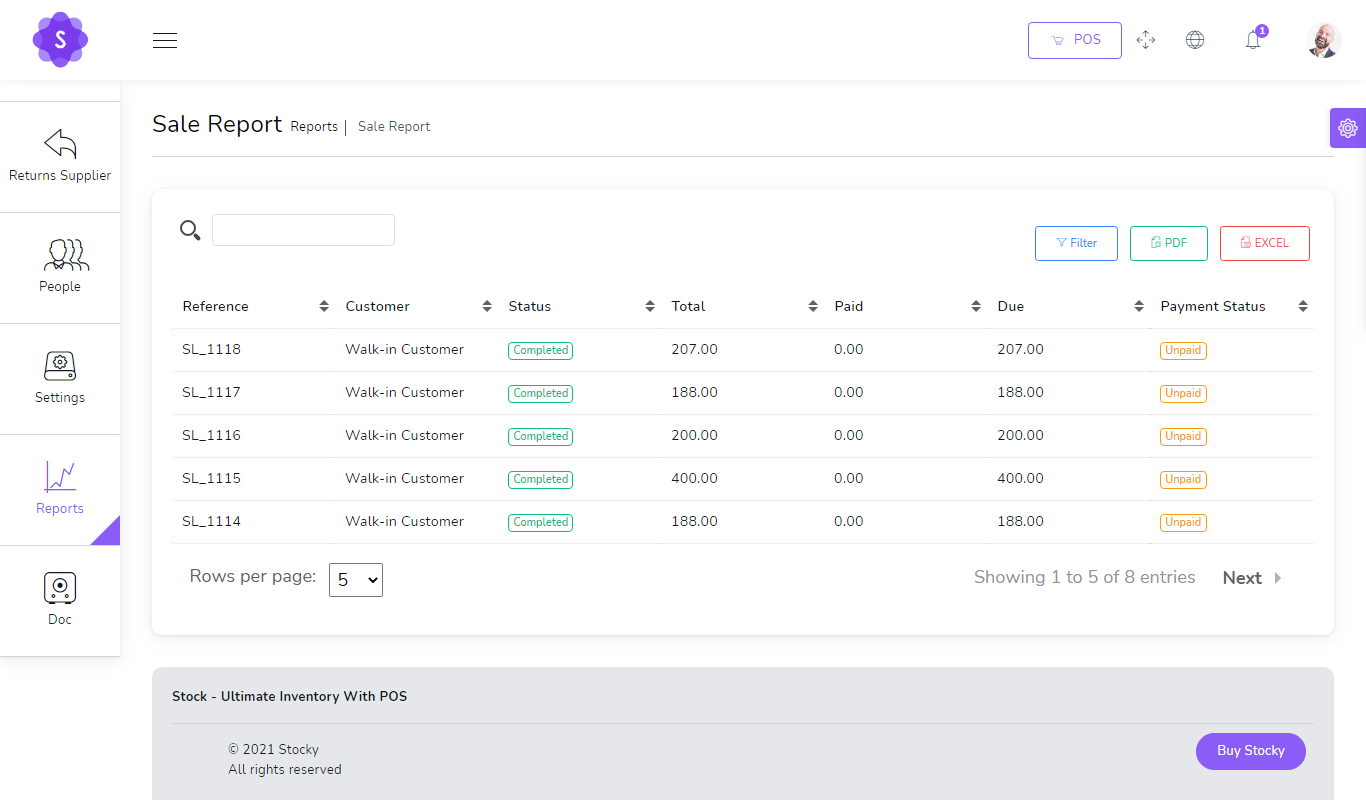 Sales report preview